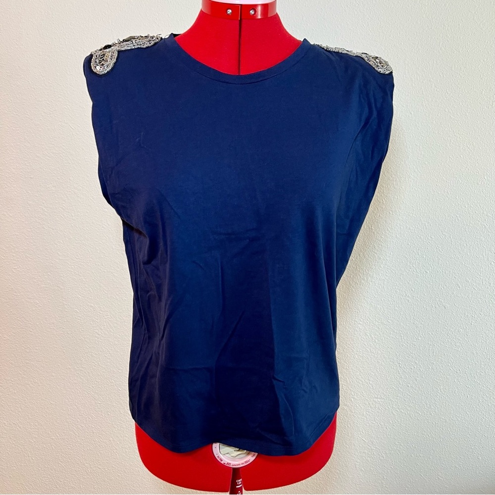 Women’s Express Blue Sleeveless Top Shoulder Pads XS